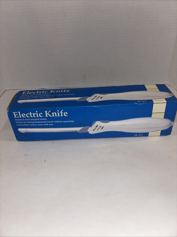 Electric Knife Bread Meat 2 Removable Blades White Includes Instructions Nice!