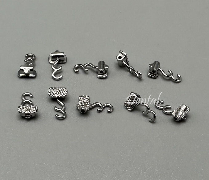 Dental Crimpable Hook Multi-Function Ortho Bondable Double Hooks with Hole L/R
