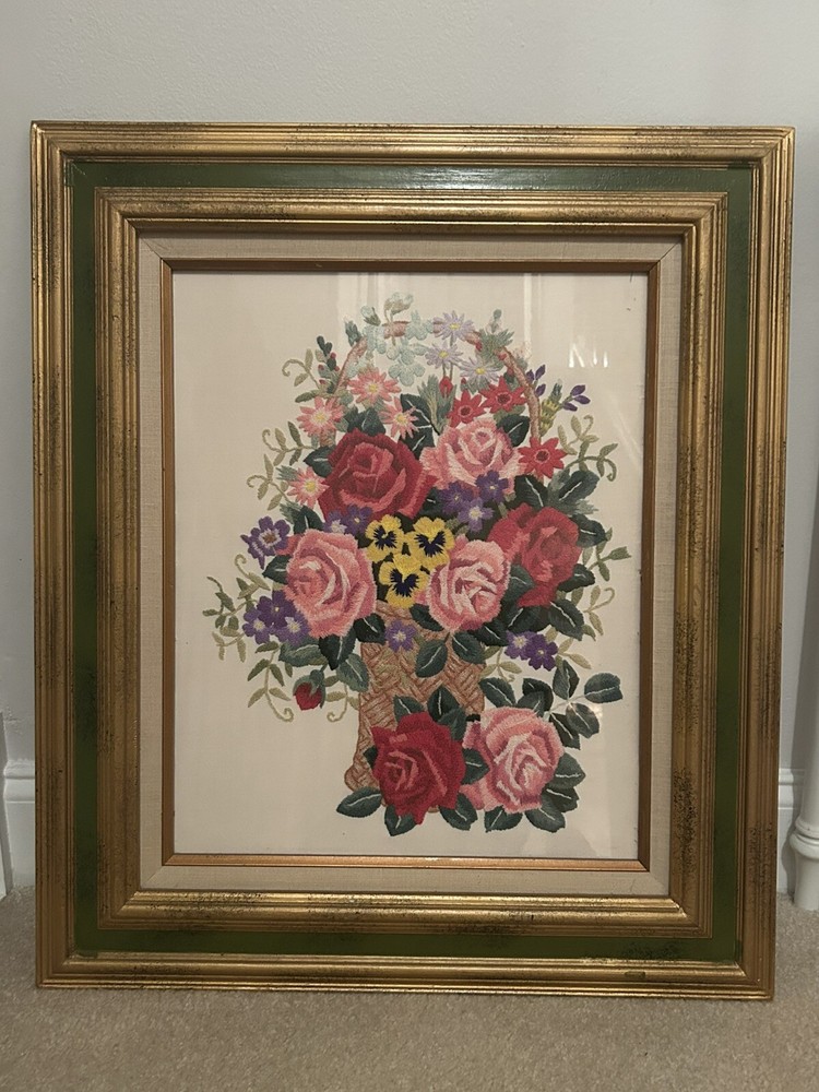 Vintage framed needlepoint
