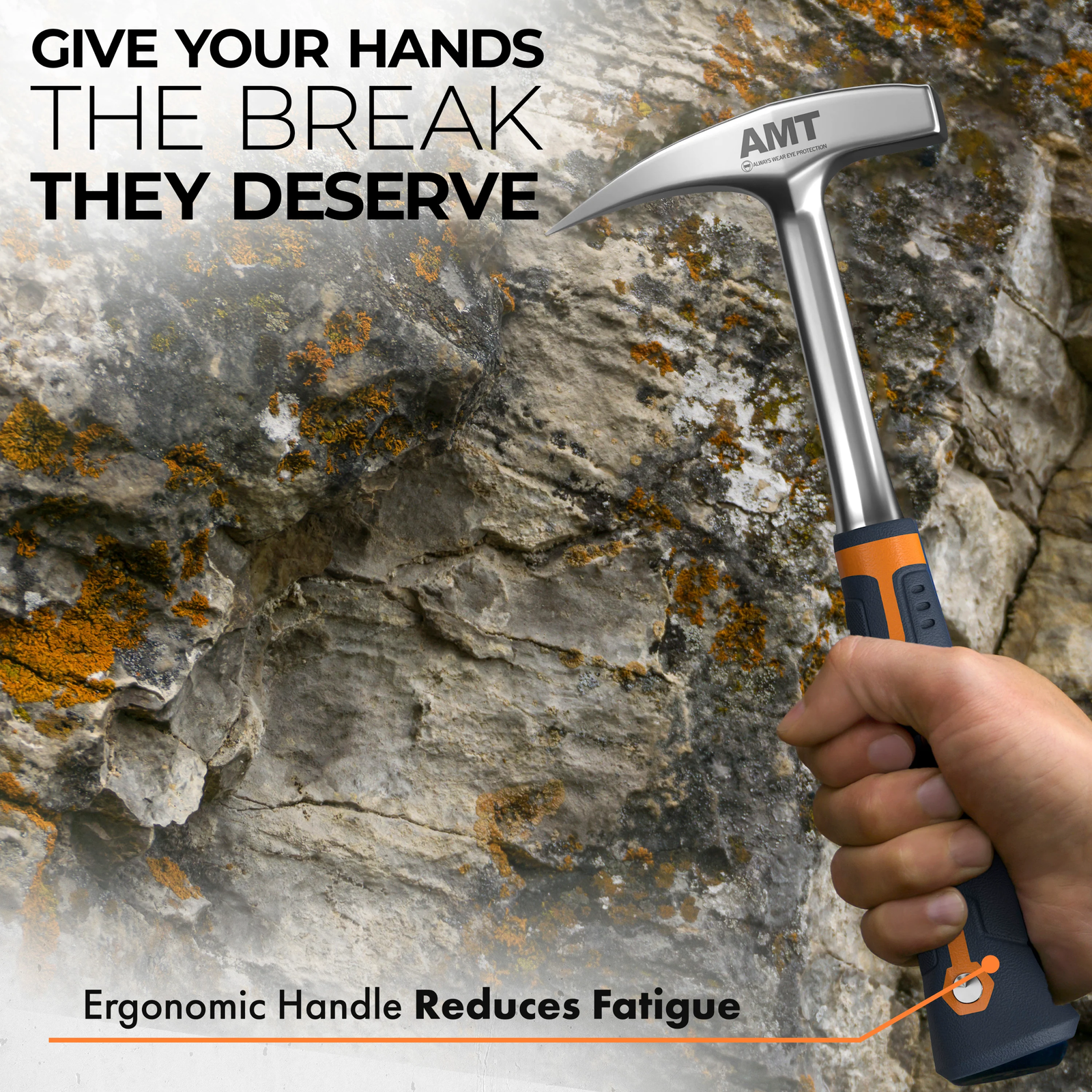 American Mutt Tools Rock Hammer – Heavy Duty 22oz Rock Pick Hammer – Geology Ham