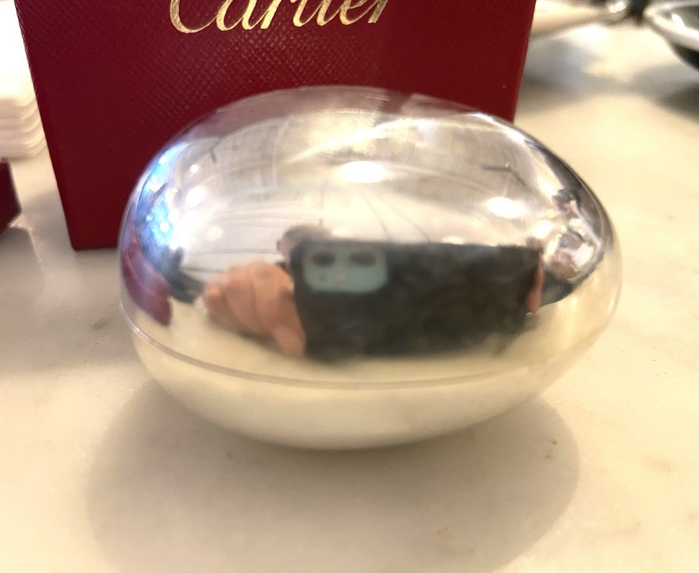 Cartier Sterling Silver Pillbox. Egg Box