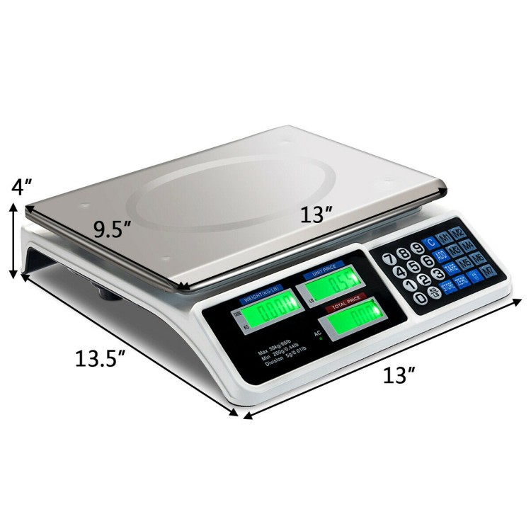 66 lb Electronic Price Computing Scale with LCD Display — Fast, Accurate Pricing