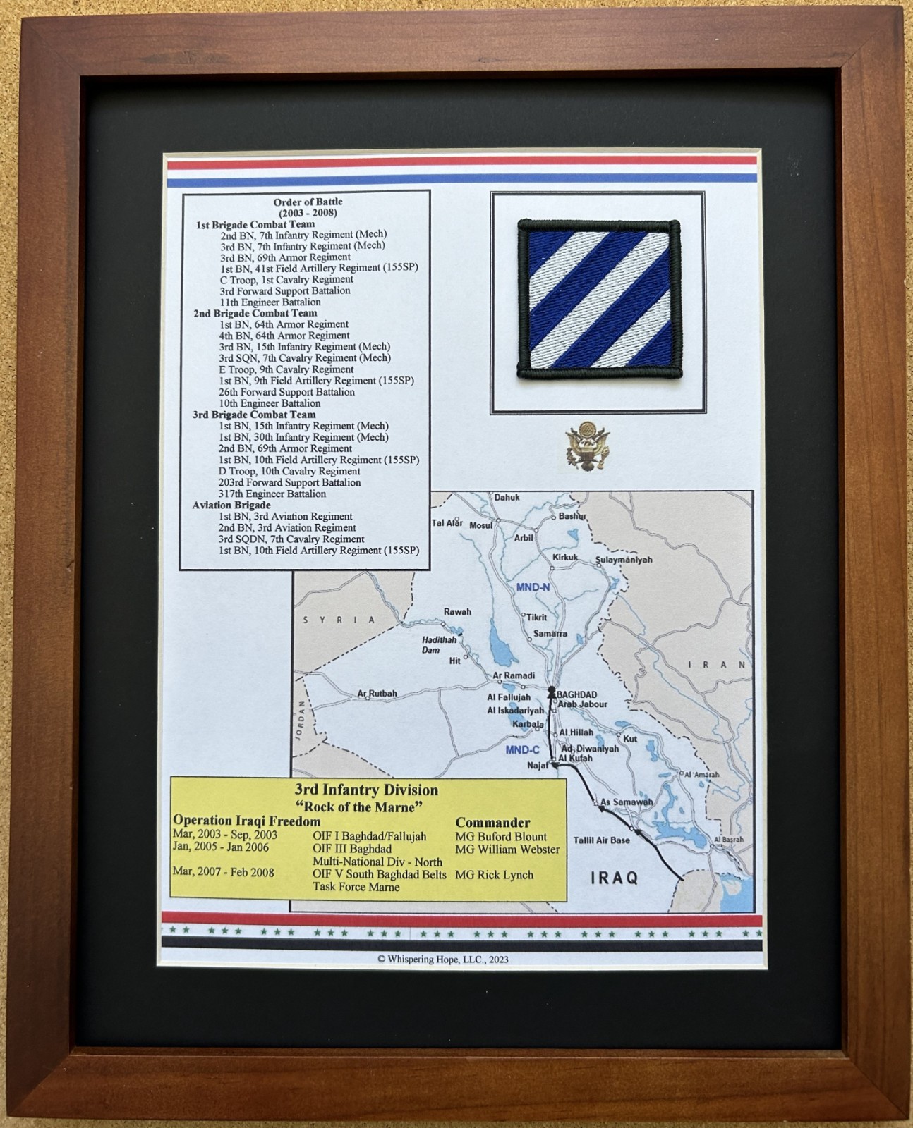 3rd Infantry Division Insignia and History in Operation Iraqi Freedom 11" x 14"