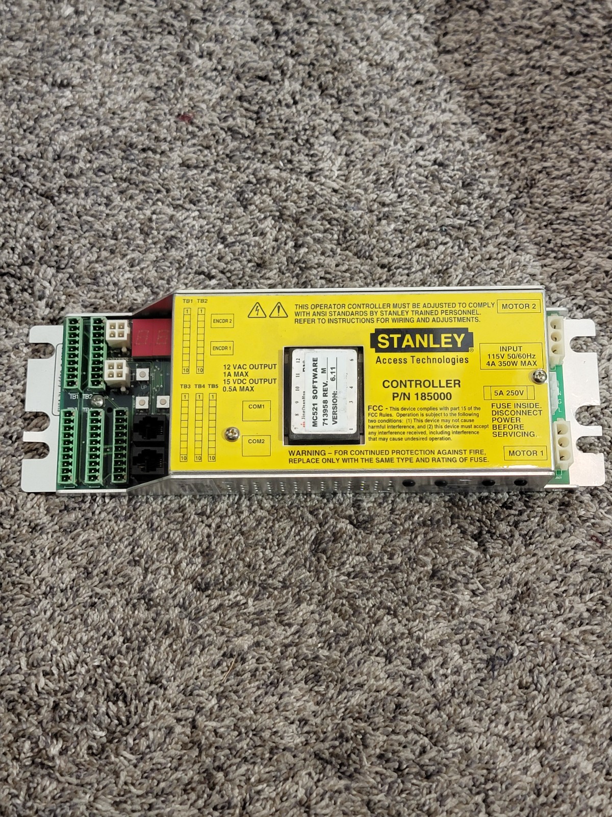 Stanley Access Controller 185000-1 MC521 Version V.6.11 Rev M TESTED Works