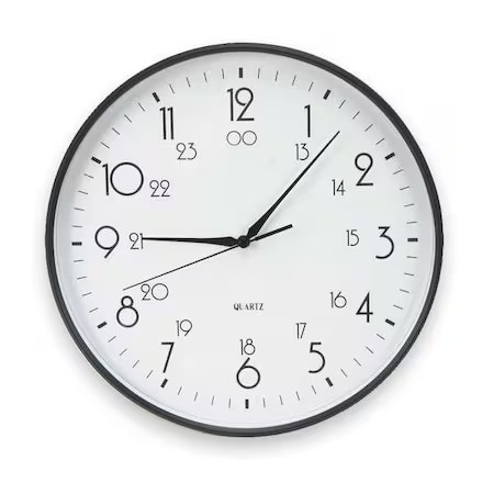 12" Analog Quartz Wall Clock, Black, 2Chz8