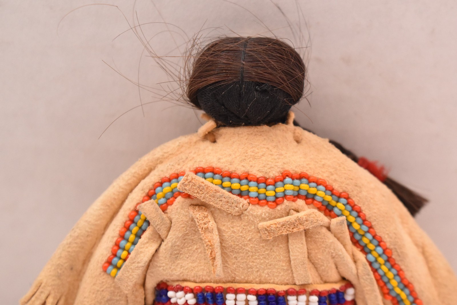 Vintage Native American Doll Beaded Sioux Indian W Leather Fringe 5.5" Tall-