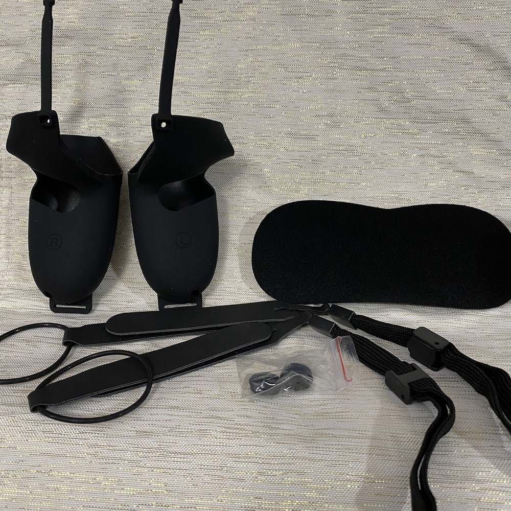 VR Controller Grips Cover Anti-Throw Knuckle Strap + VR Face Cushion Black