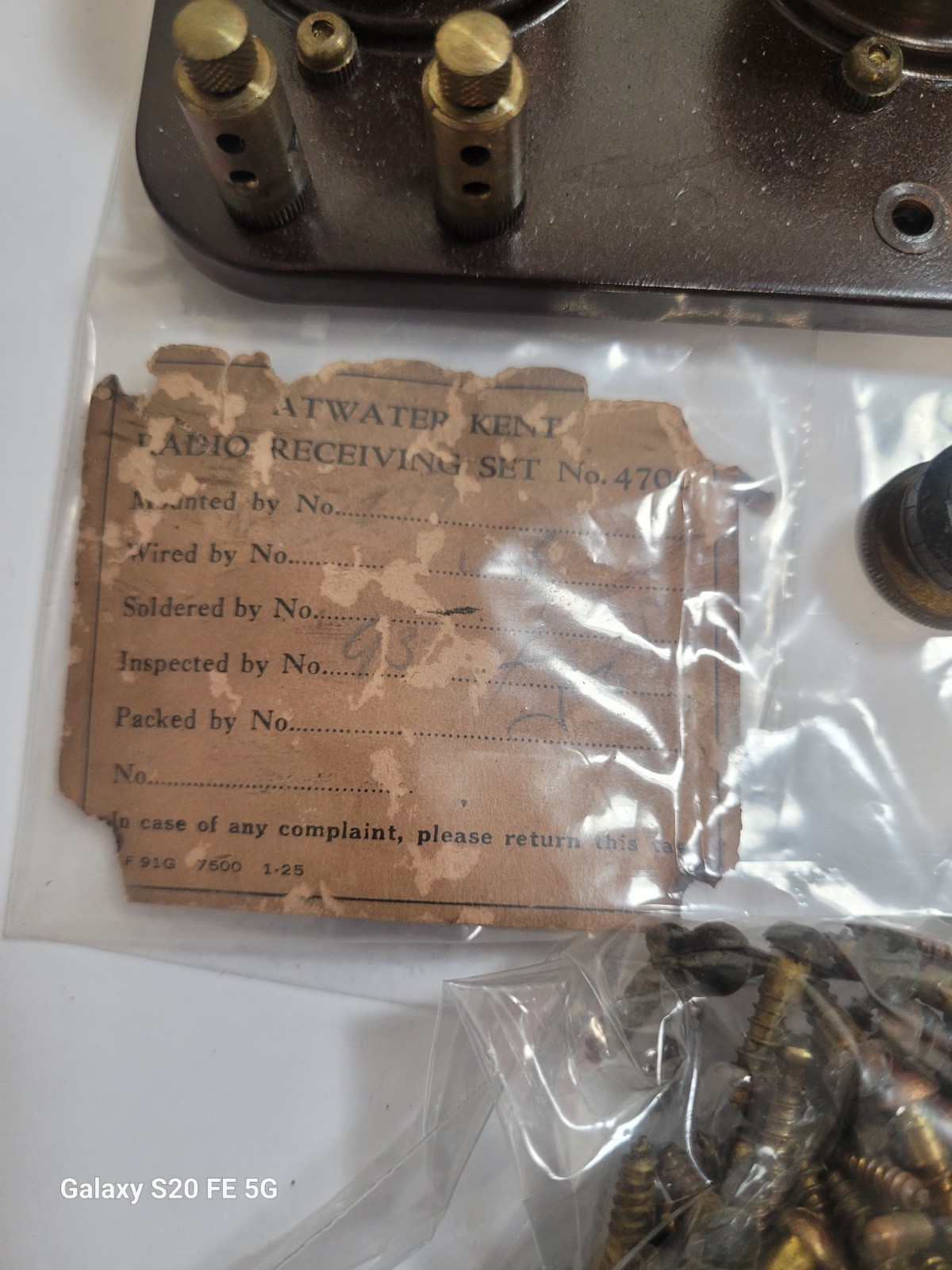 Atwater Kent Radio Parts Dial Breadboard Screws & tag Lot Antique 1920s