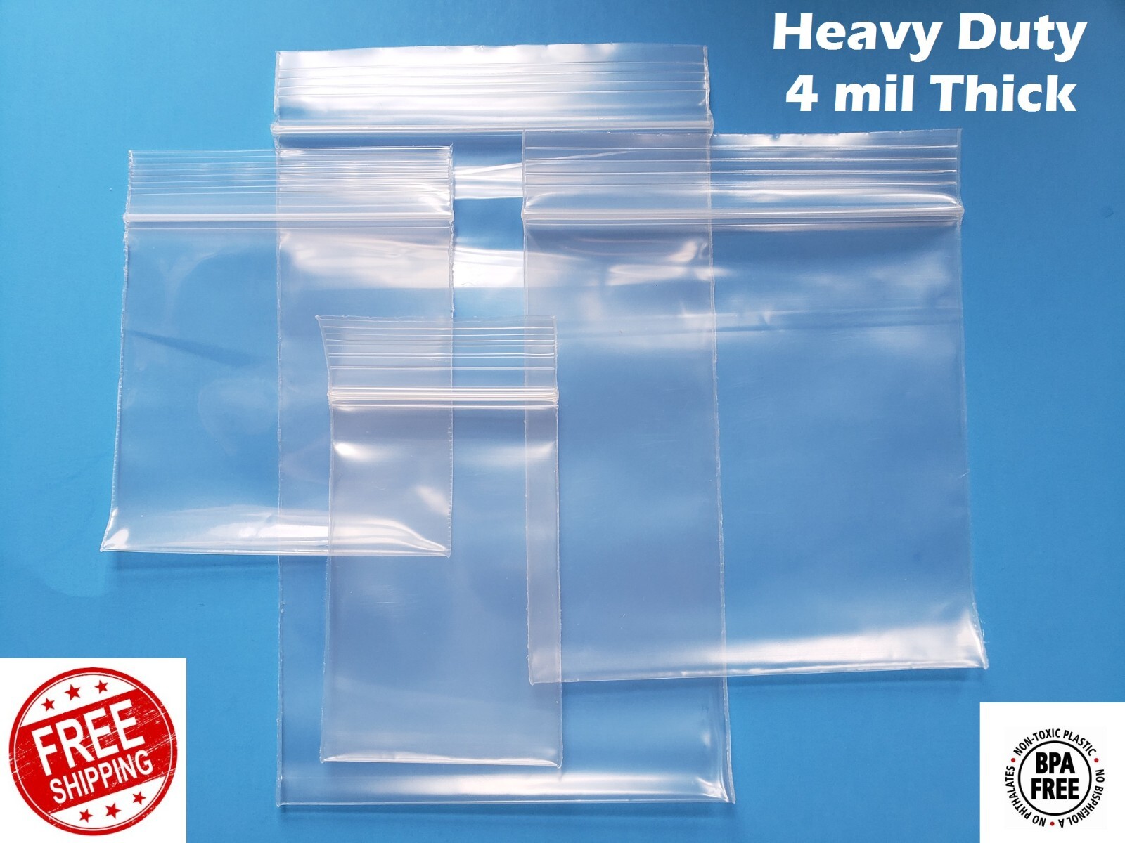 Heavy Duty Clear Zip Seal Top Lock Plastic Bags 4Mil Small Large 4 Mil Baggies