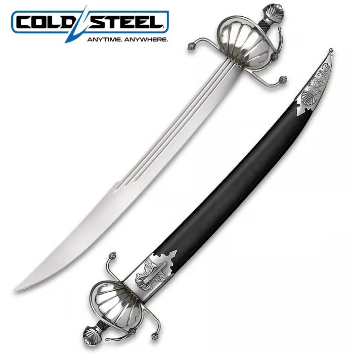 Cold Steel 26.4" Pirate's Cutlass 1055 Carbon Steel Blade w/ Scabbard - 88CSY