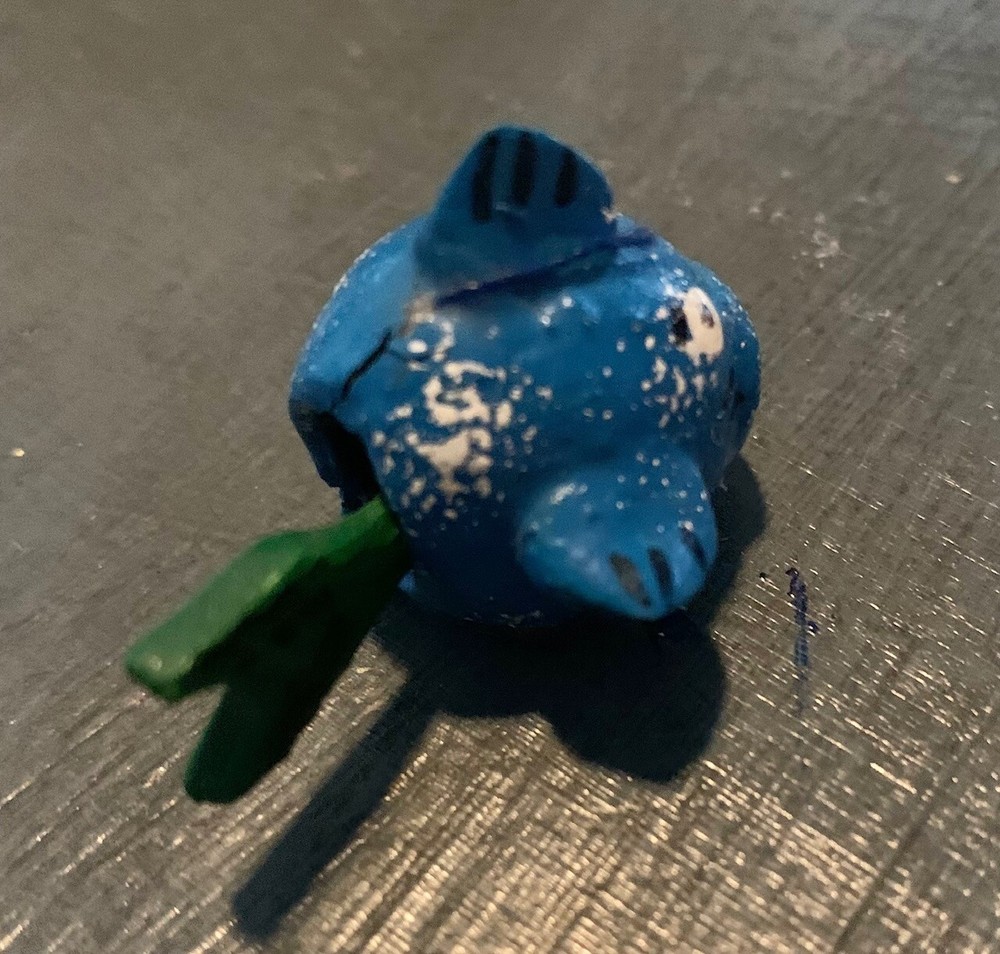 Vintage Blue Puffer Fish Bobble Tail