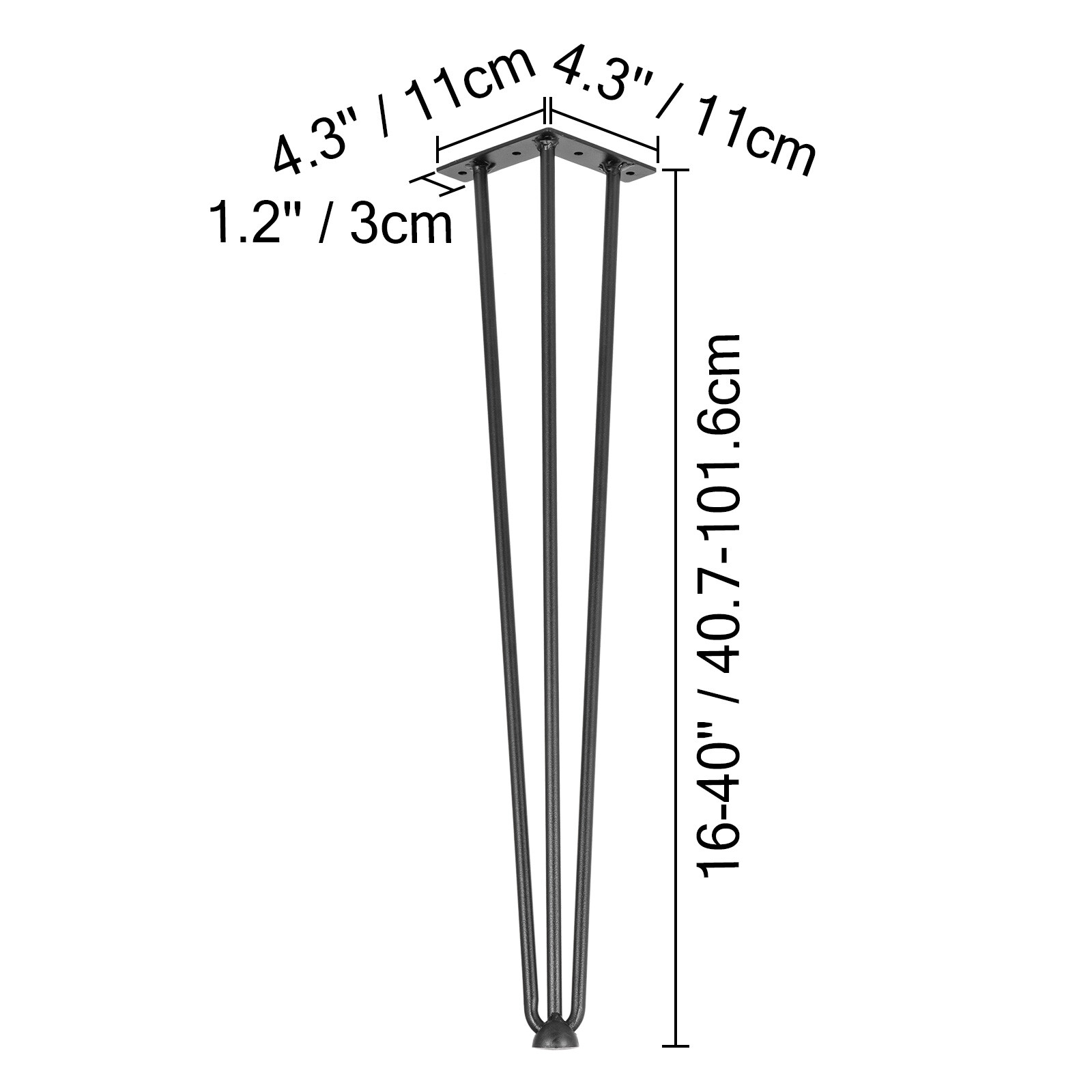 VEVOR Hairpin Table Legs 16 to 40in Coffee Table Metal Legs Solid Iron Set of 4