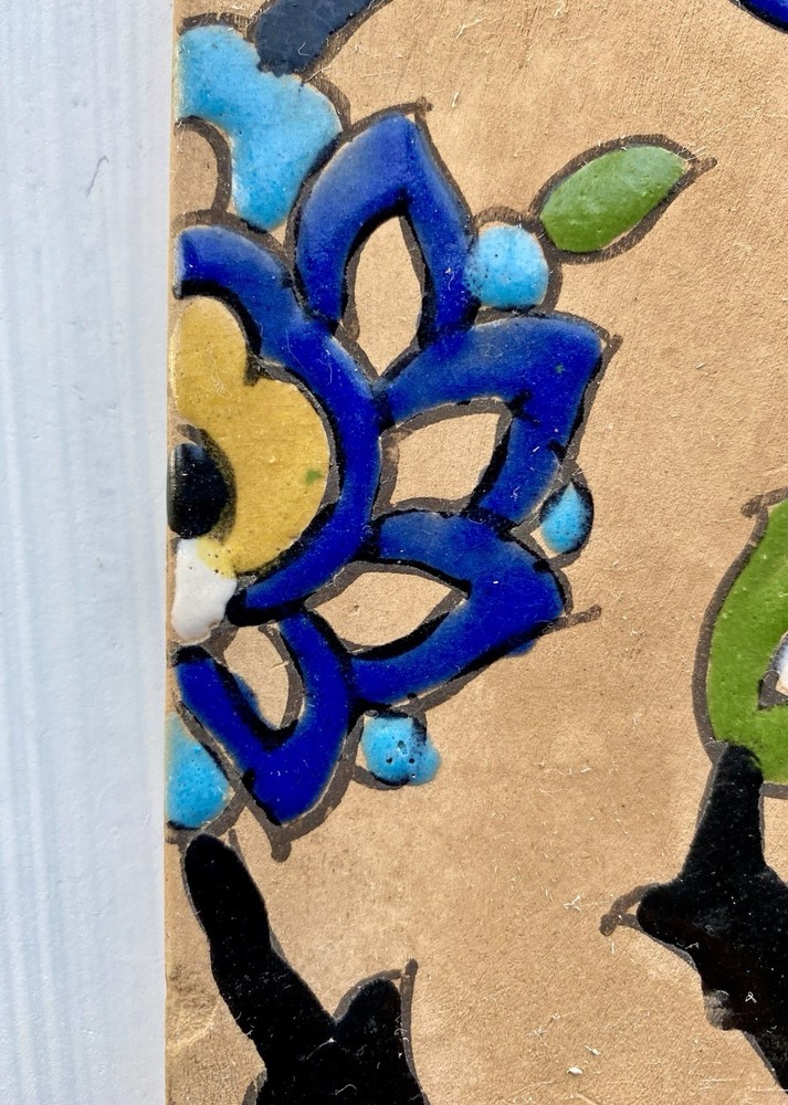 Antique Middle Eastern Hand Painted Pottery Tile