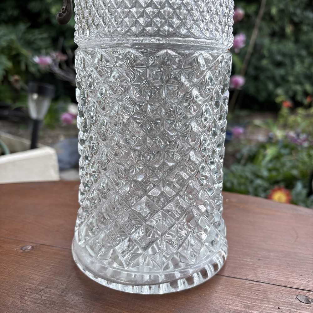 Crystal Carafe Pitcher Silver Plated Lid Pour Spout