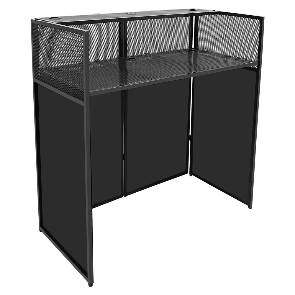 Foldable DJ Booth Stand DJ Booth Facade Table DJ Controller Stand with Casters