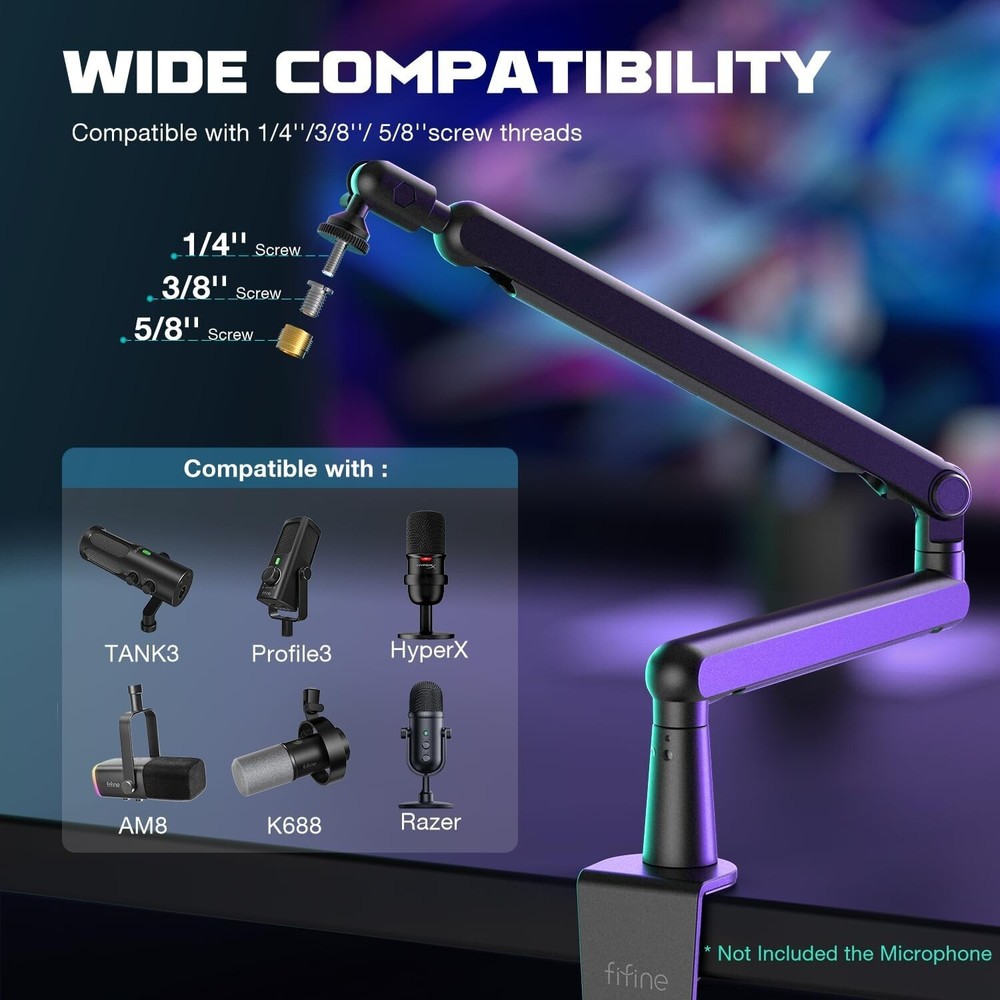 Versatile Adjustable Microphone Boom Arm for Podcasts, Gaming & Video Creation