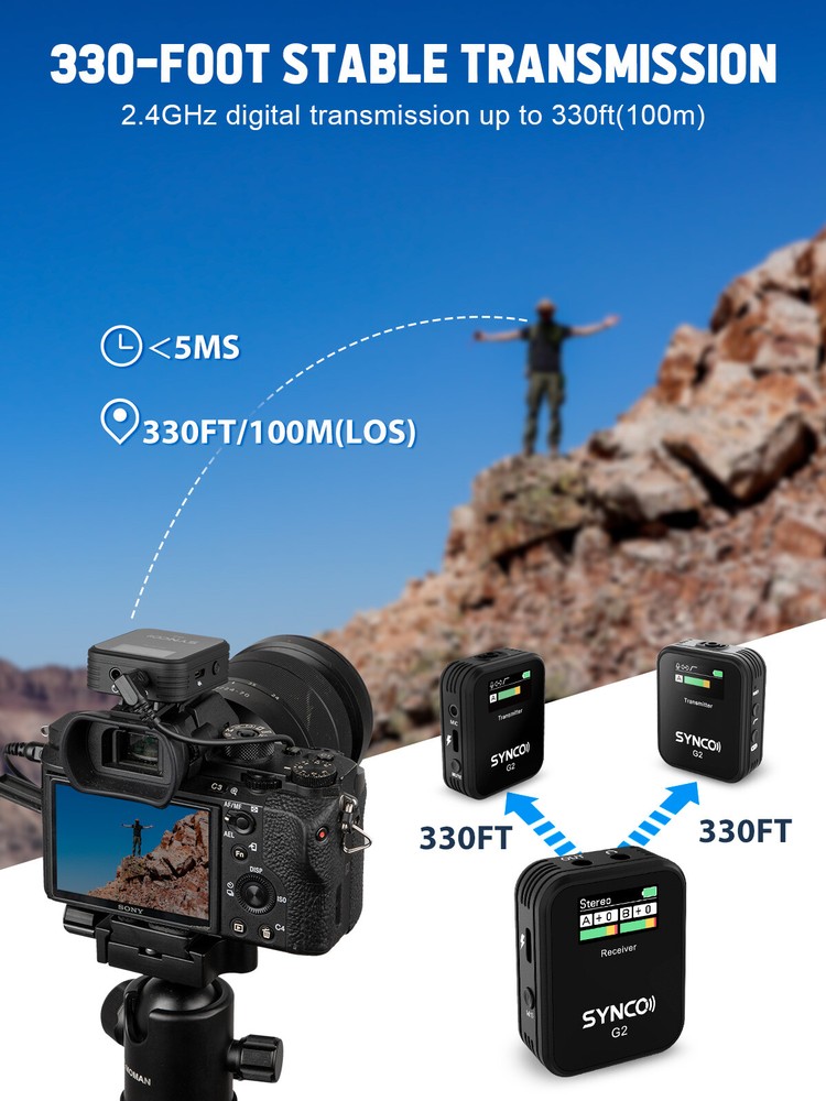 SYNCO G2(A2) Wireless Lavalier Microphone System for Camera Tablet Phone Vlog US