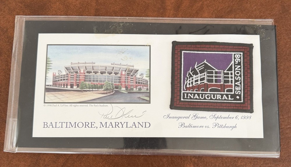 Touchdown Baltimore 1998 Commemorative Patch Ravens Stadium Picture Signed COA