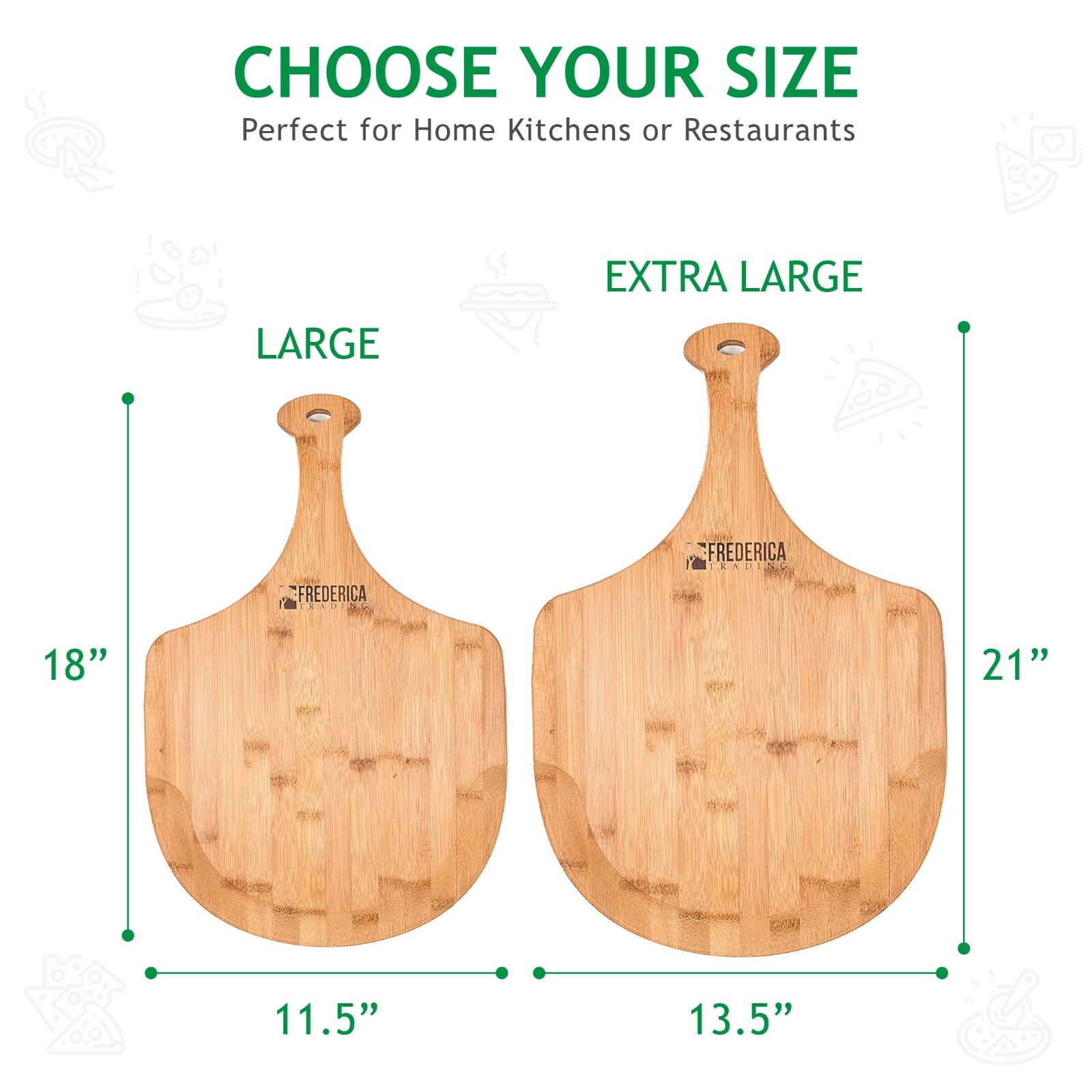 Bamboo Pizza Peel Paddle and Cutting Board with Handle (LG/Personal Edition)