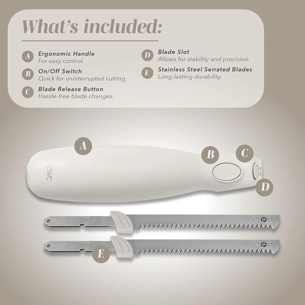 High-Performance Electric Knife - Quiet Ergonomic Blade Set for Precise Cutting