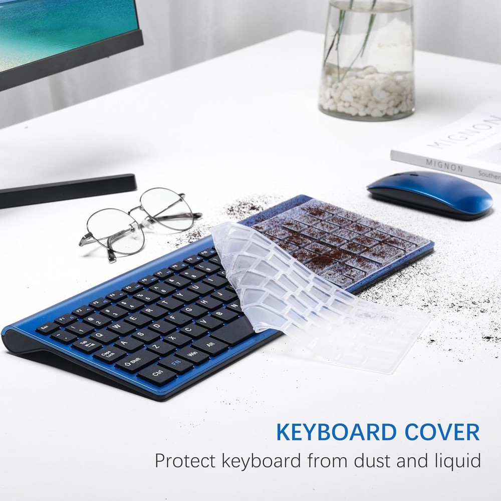 Wireless Keyboard & Mouse Ultra Slim Combo 2.4G Silent Scissor Switch USB Blue B