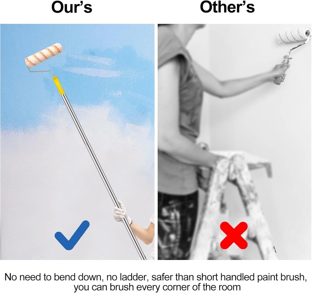 13pcs Paint Roller Set,Paint Rollers & Tray Set with Extension Pole,Includes a P