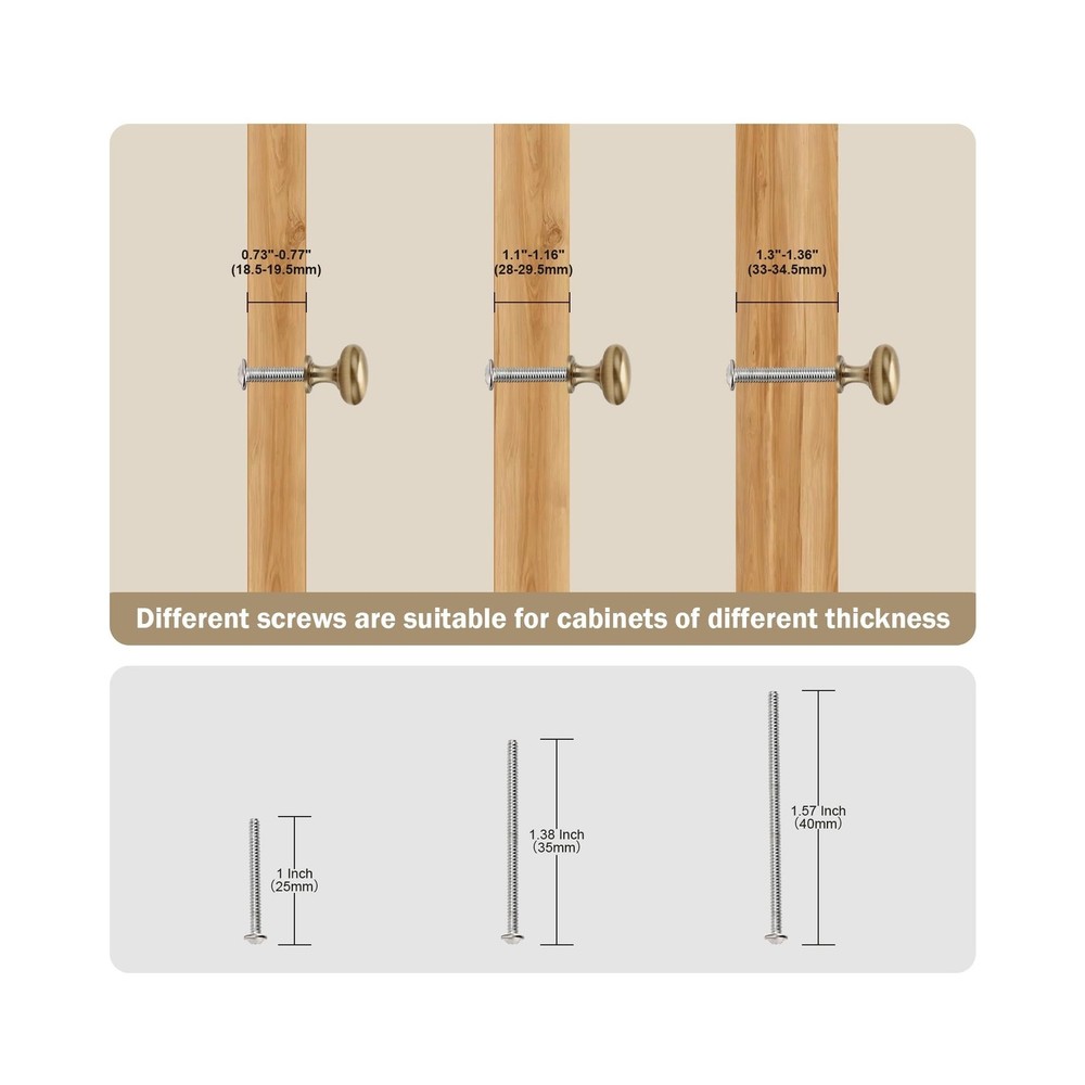 Aged Brass Knobs 12 Pack, Solid Warm Gold Cabinet Knobs, Antiqu... USA Fast Ship