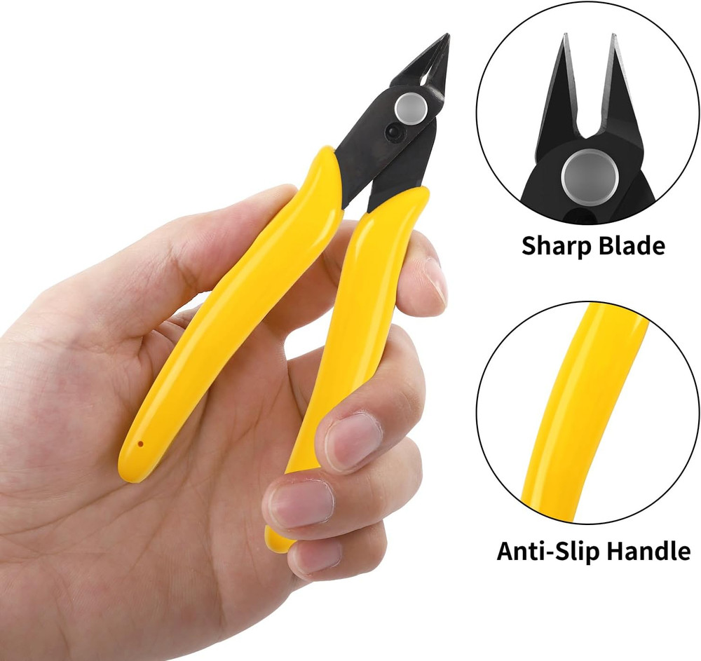 Hongway 5Pcs Micro Flush Cutters, Wire Cutter with Internal Spring, Diagonal Cut