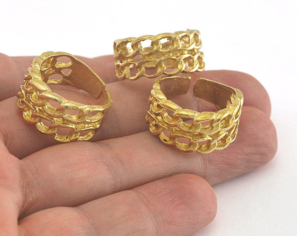 Chain Ring Raw Brass Chain shape (18mm 8US inner size) 3063