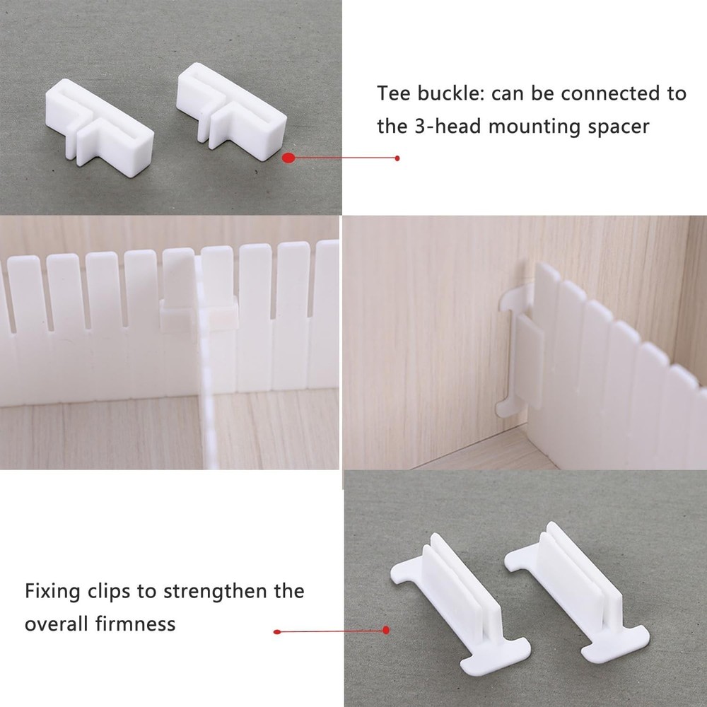 22 Pack Drawer Divider Clips Holder Plastic Mount Fixing Buckle Corner Angle