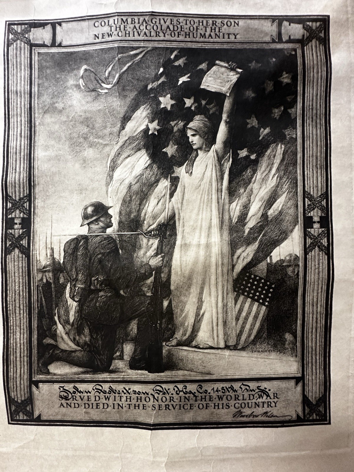 WWI KIA 6-Doc Set Pershing Hand Signed 145th Infantry Belgium 1918