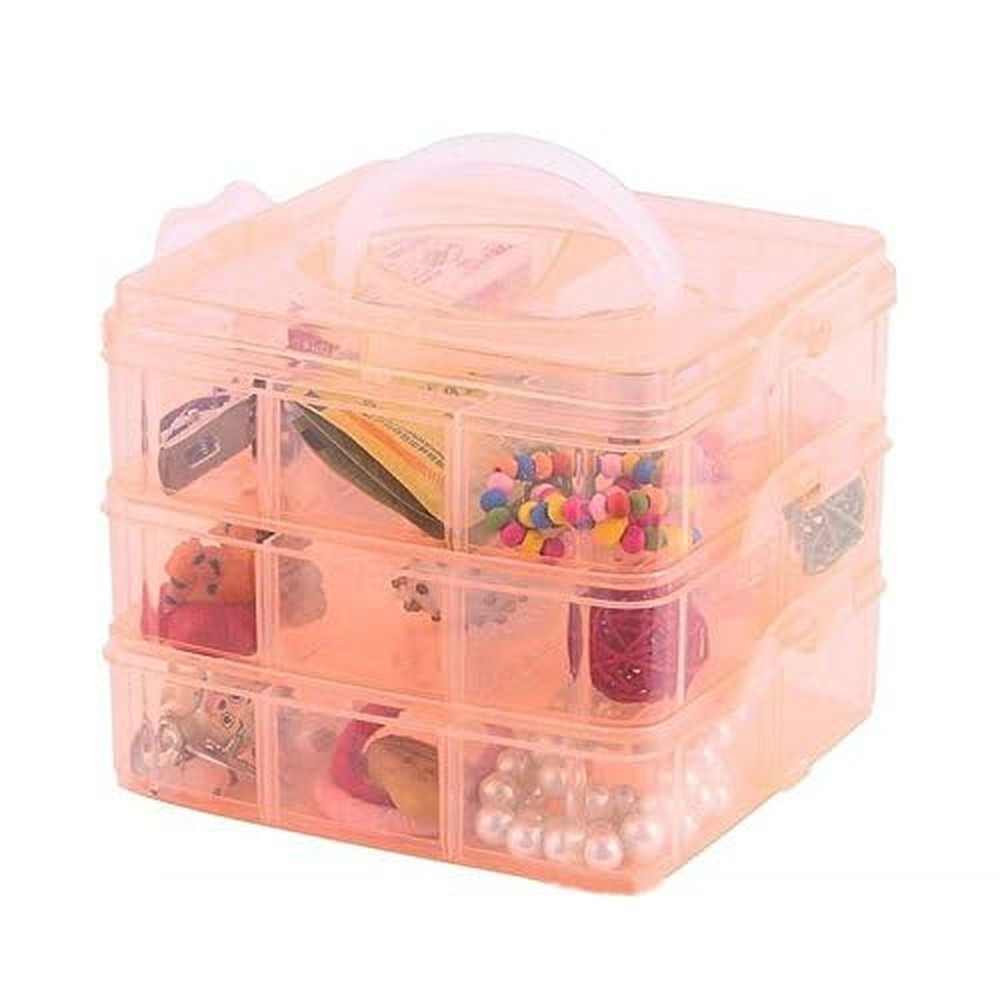 DJUNXYAN 3-Tier 18 Sections Transparent Stackable Adjustable Compartment Slot...