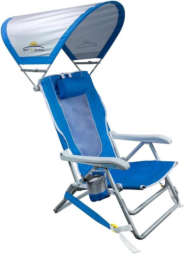 Sunshade Backpack Beach Chair | Reclining Folding Canopy Chair
