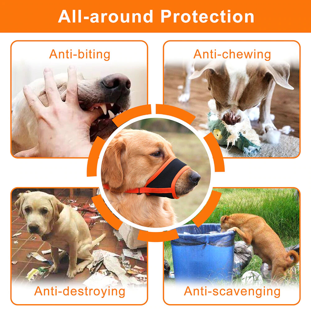 Dog Pet MESH MUZZLE Mouth Guard dual strap Anti Stop Bite bark Chew Breathable