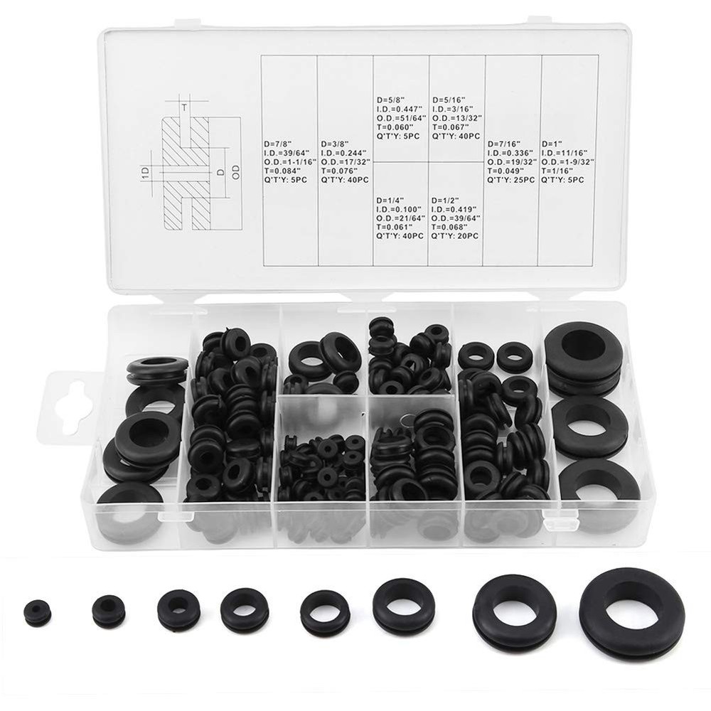 Rubber Grommets Kit, 180 Pcs Grommet Wire Ring, Electrical Gasket...