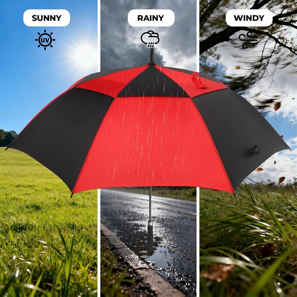 Automatic Open Golf Umbrella Large Vented Canopy Wind Resistant Rain US