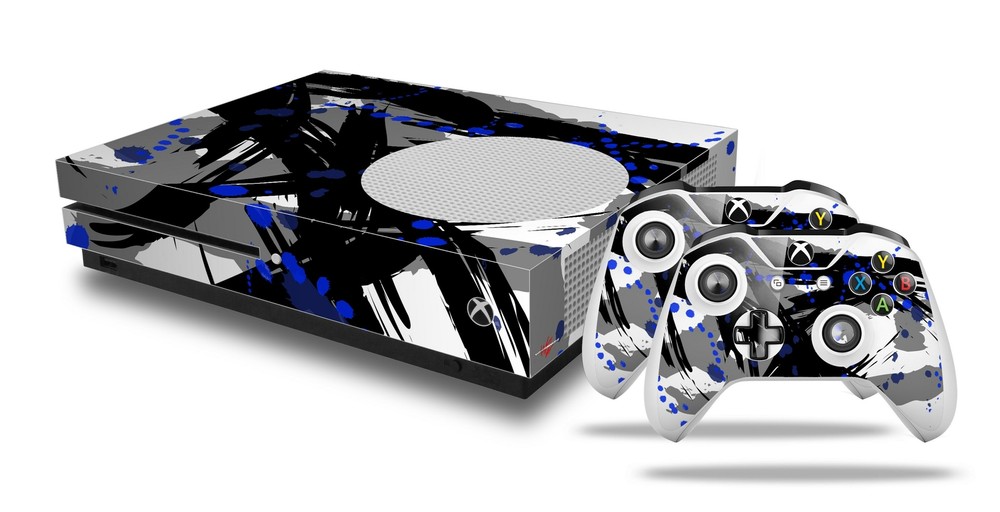Skin XBOX One S Console Controller Abstract 02 Blue