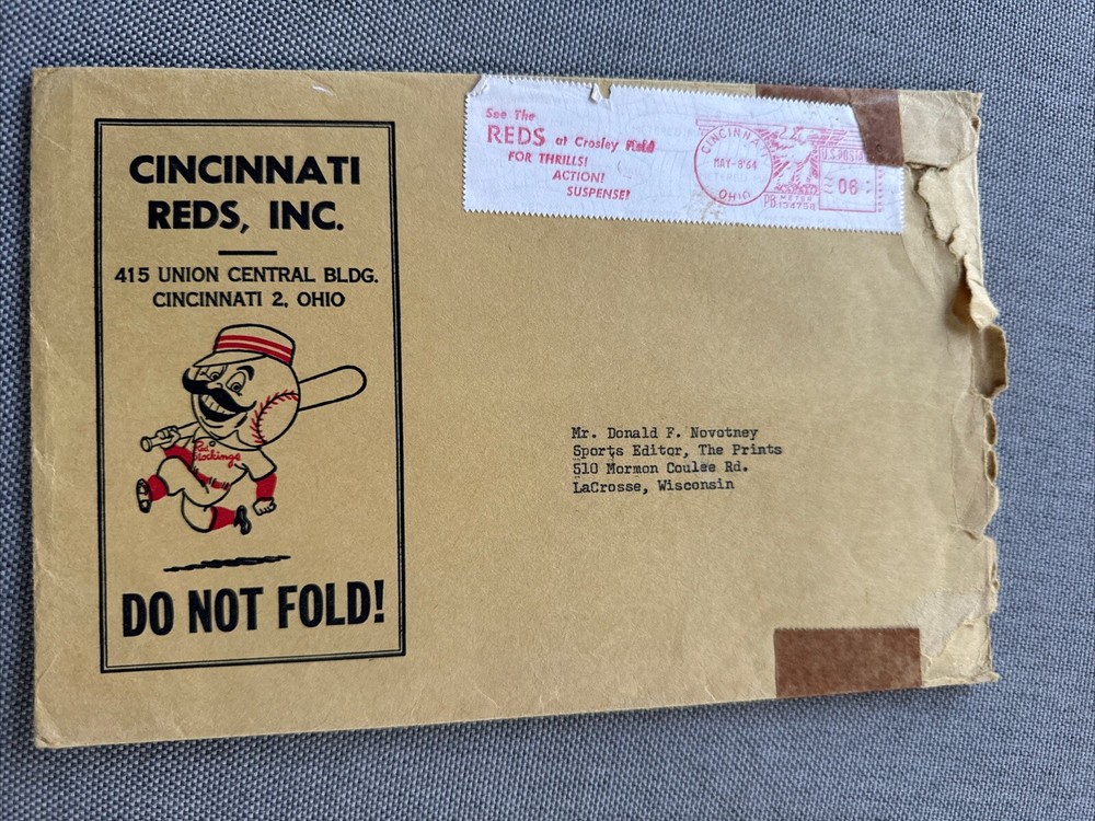 1964 Cincinnati Reds vintage envelope empty