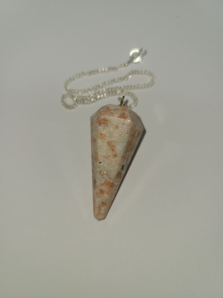 Sunstone Faceted Cone Crystal Dowsing Pendulum Divination Tool