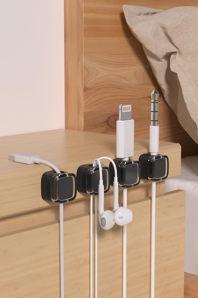 Versatile 6 Pack Self-Adhesive Cable Clips - Minimalist Desk Organizer Solution