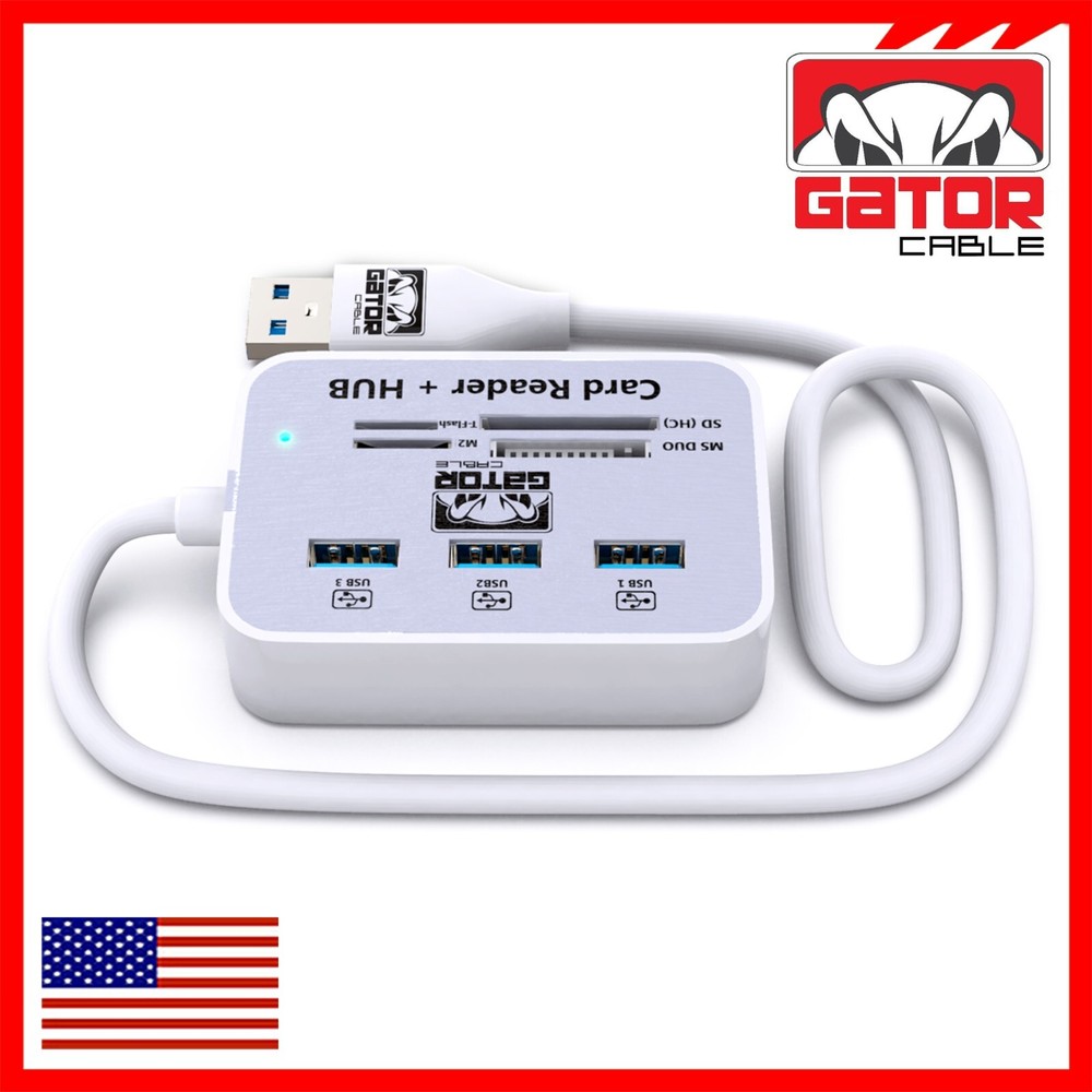 USB 3.1 HUB 3X USB-A 3.0 Port Multi Memory Card Reader MS Micro SD M2 TF Adapter