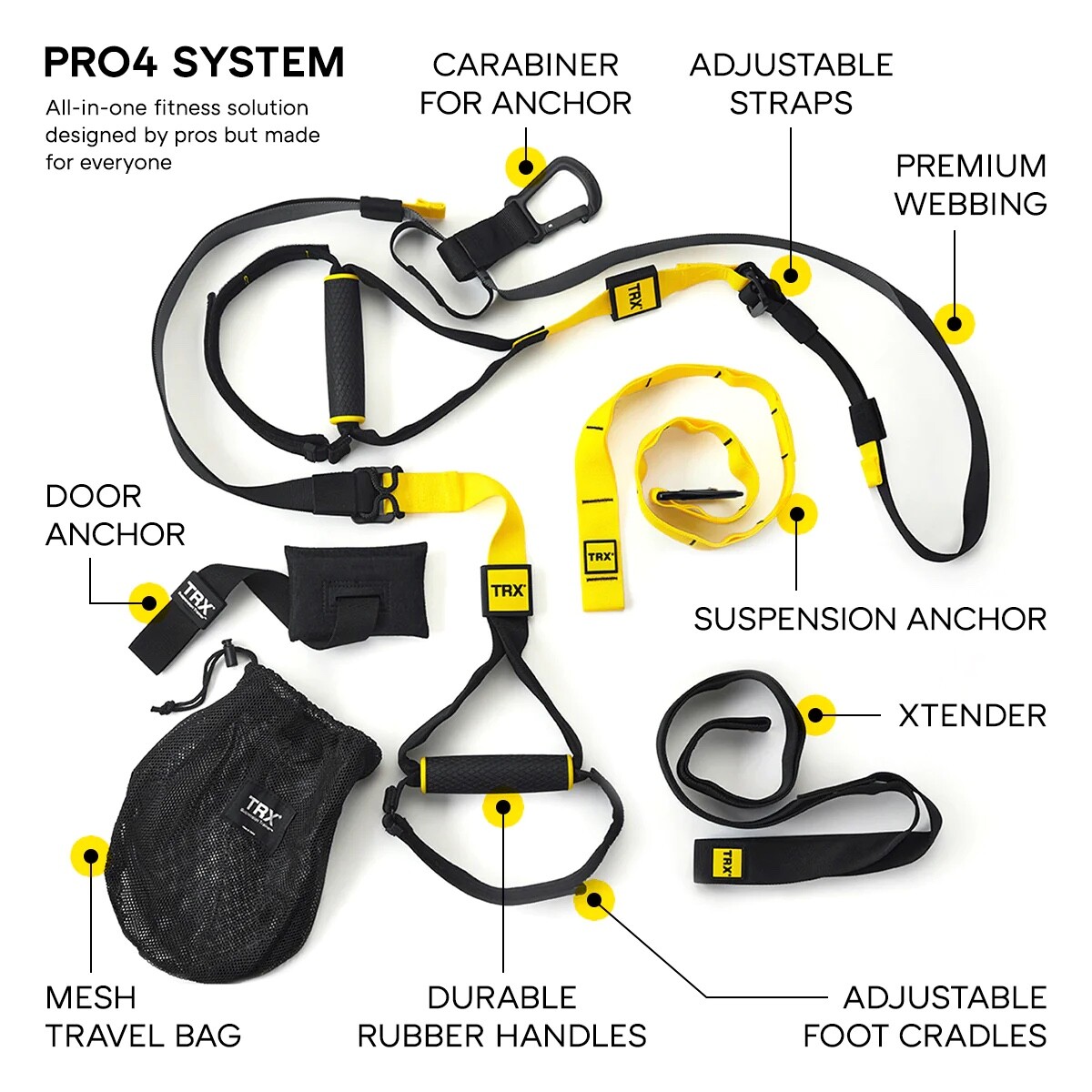 TRX PRO 4 System Suspension Trainer Home Gym Workout Equipment Resistance Straps