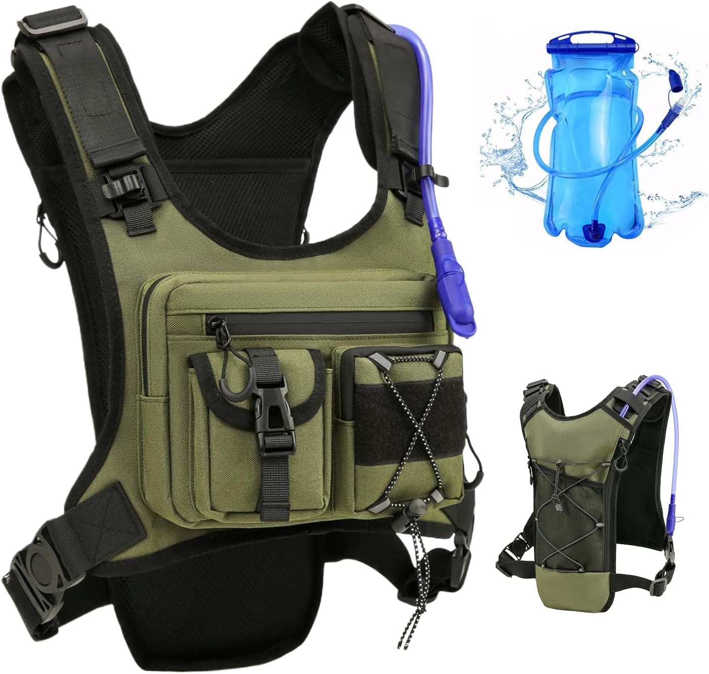 Hydration vest backpack, lightweight chest pack with 2.0 liter water bladder