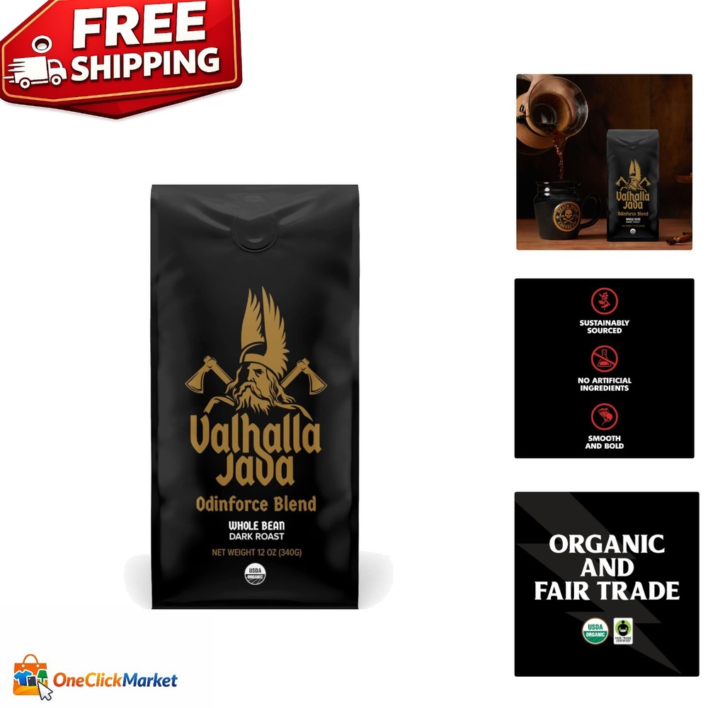 Valhalla Java Odinforce Blend Whole Bean Coffee - Dark Roast with Extra Caffeine