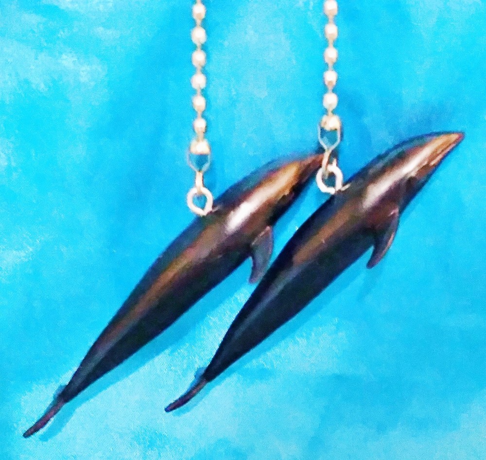 Set of Two ~ Black Dolphin ~ Ceiling Fan Pulls