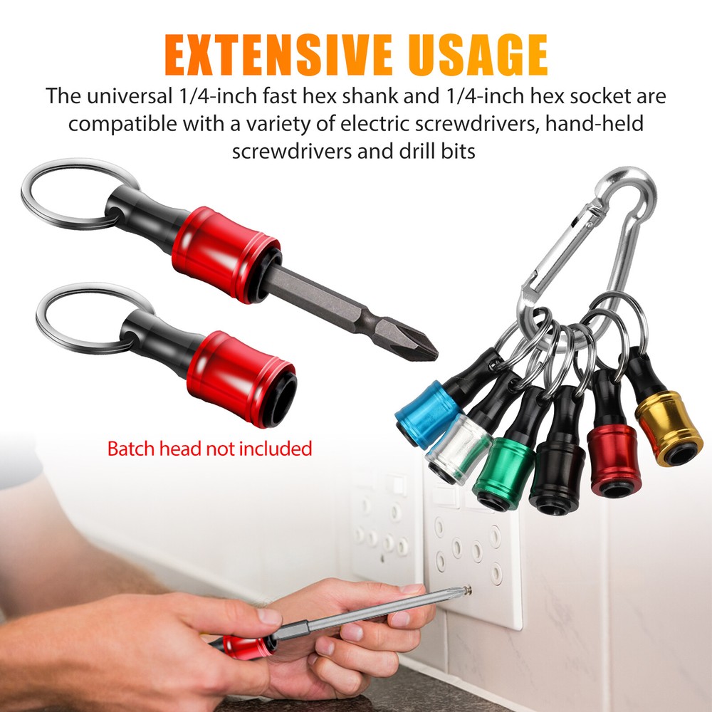 14Pcs 1/4" Hex Shank Quick Release Keychain Screwdriver Drill Bits Holder Set