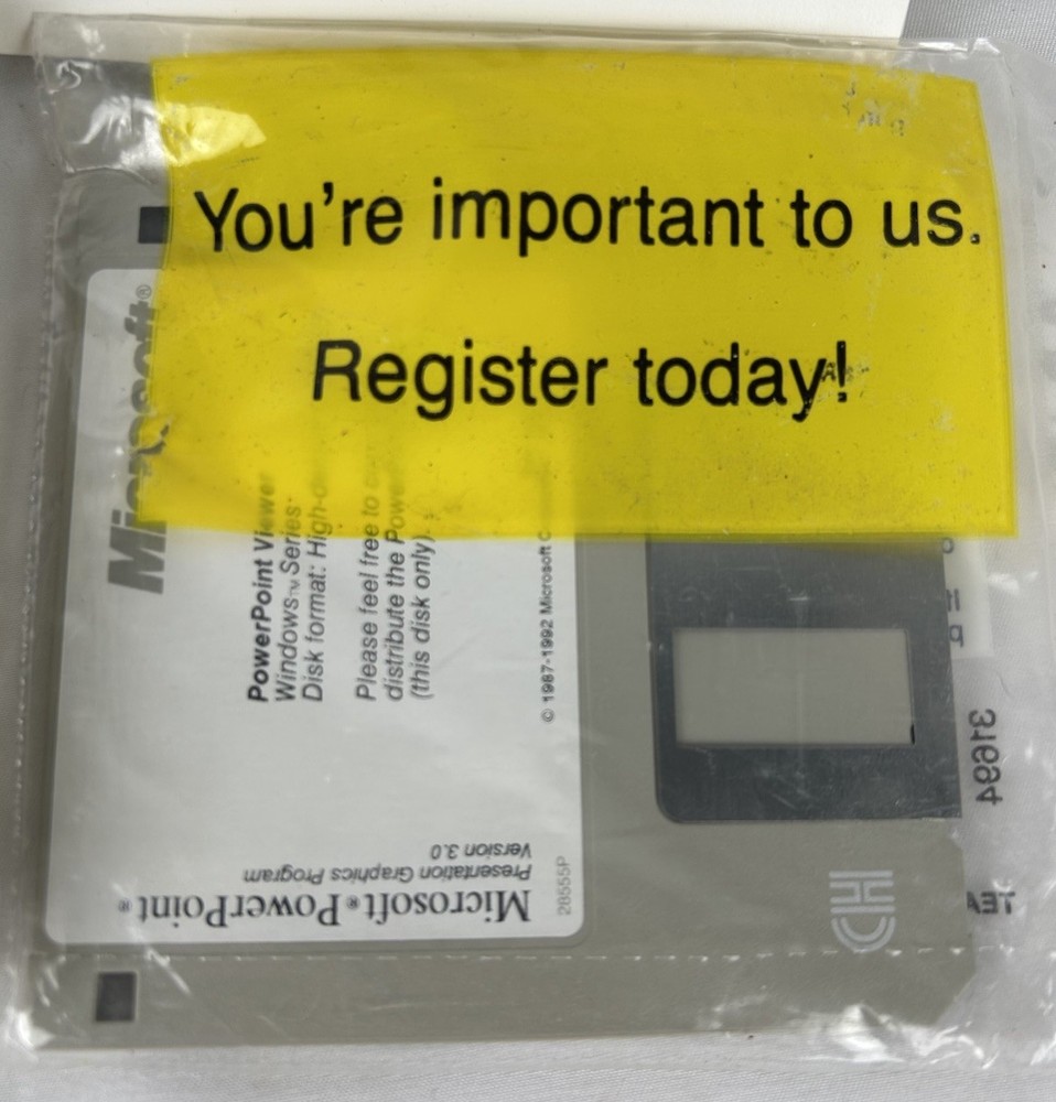 Microsoft Powerpoint Version 3.0 Windows Sealed 3.5" Floppy Disk With Handbook