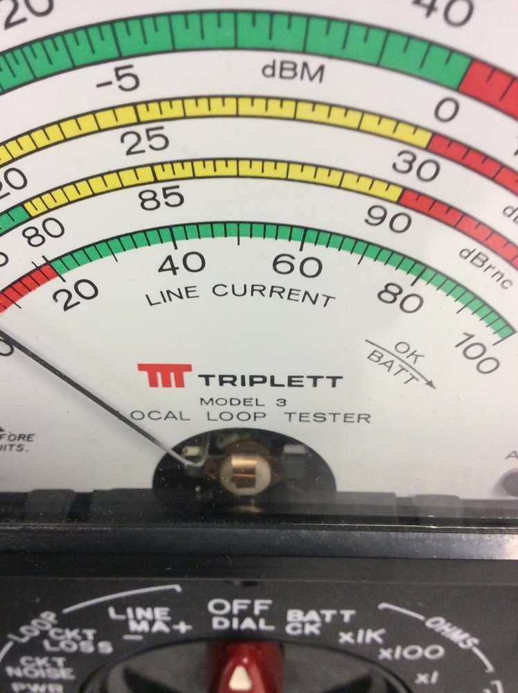 Vintage Triplett Model 3 Local Loop Tester Multi Meter With Leads, WORKING