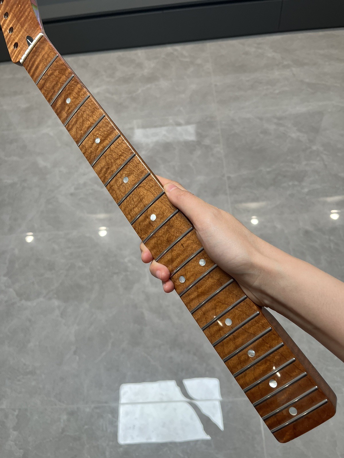 NEW Stainless 21fret gloss DIY Roasted Flame Maple electric guitar neck