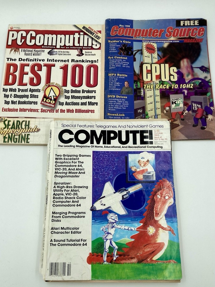 Vtg Lot Computer Magazines: PC Computing, COMPUTE! etc 1980s-90s, Advertisements
